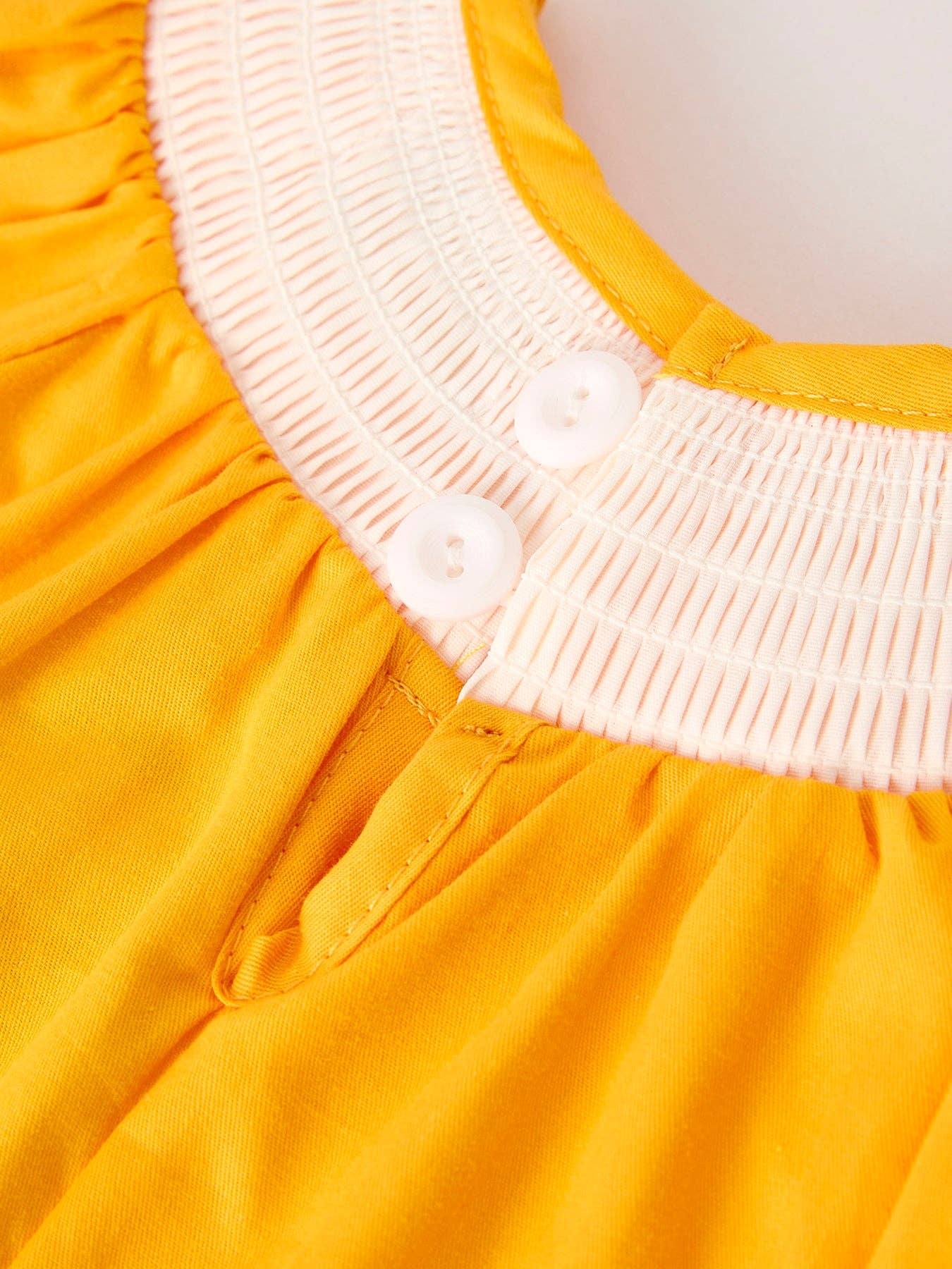 Thanksgiving Smock Embroidered Yellow Baby Girl Romper